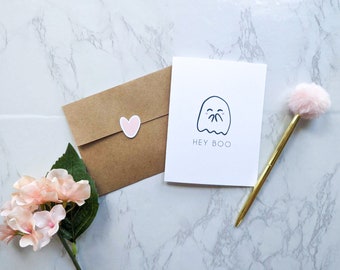 Hey Boo Ghost Card: Cheesy Halloween Love Card