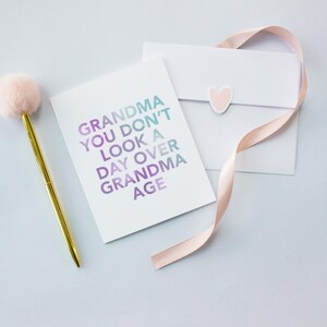 Grandma/Grandpa you don’t look a day over | Funny Grandparent Birthday Card | Best Grandparent | Birthday Wishes | Age Birthday - A2 Sized