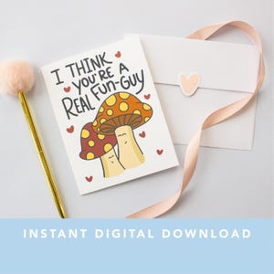 Eu acho que você é um cogumelo muito divertido Download digital | Cartão de Dia dos Namorados | Eu te amo tanto MUSH | Cartão Namorado | Download instantâneo