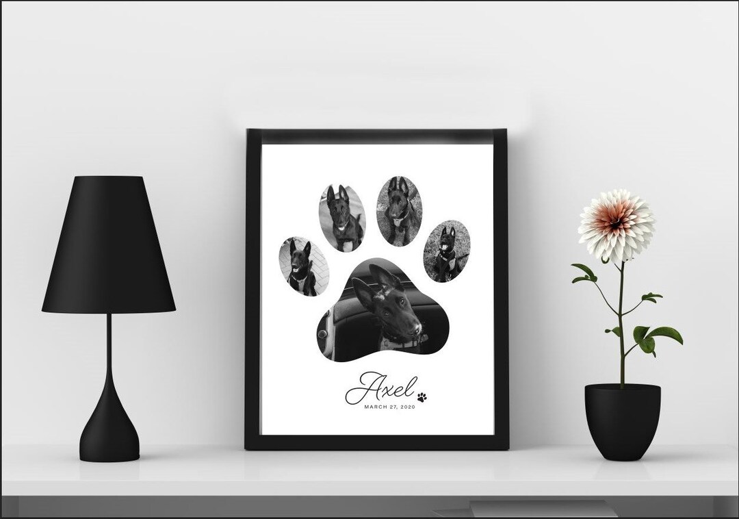 Personalized Paw Print Pet Photo Collage: Custom Pet Portrait (8x10) - Etsy