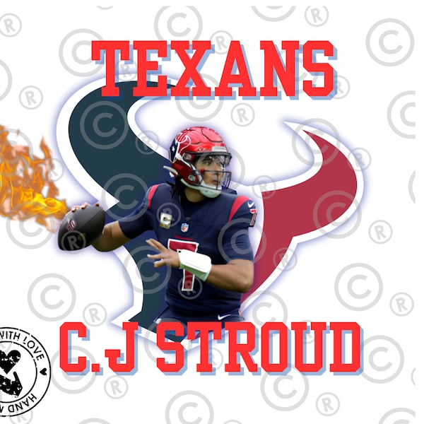 Texans Football CJ Stroud Design Instant Download Red Blue Houston