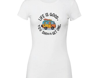 Life is good Premium Womens Crewneck T-shirt | Bella + Canvas 6004 White