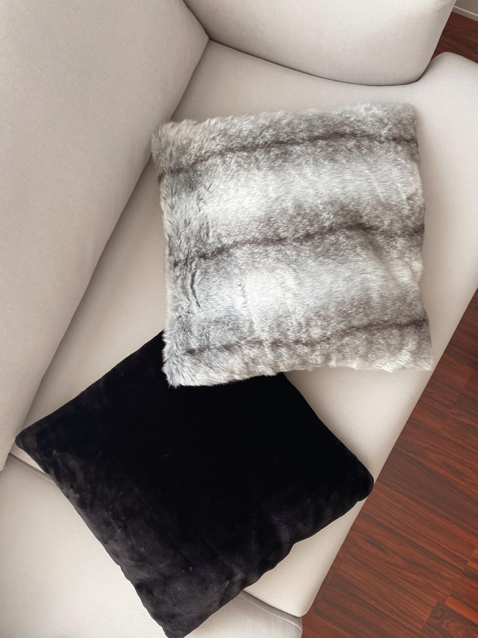 Faux Rabbit Fur Pillow Covers/ Faux Fur Pillow / Striped Fur Etsy