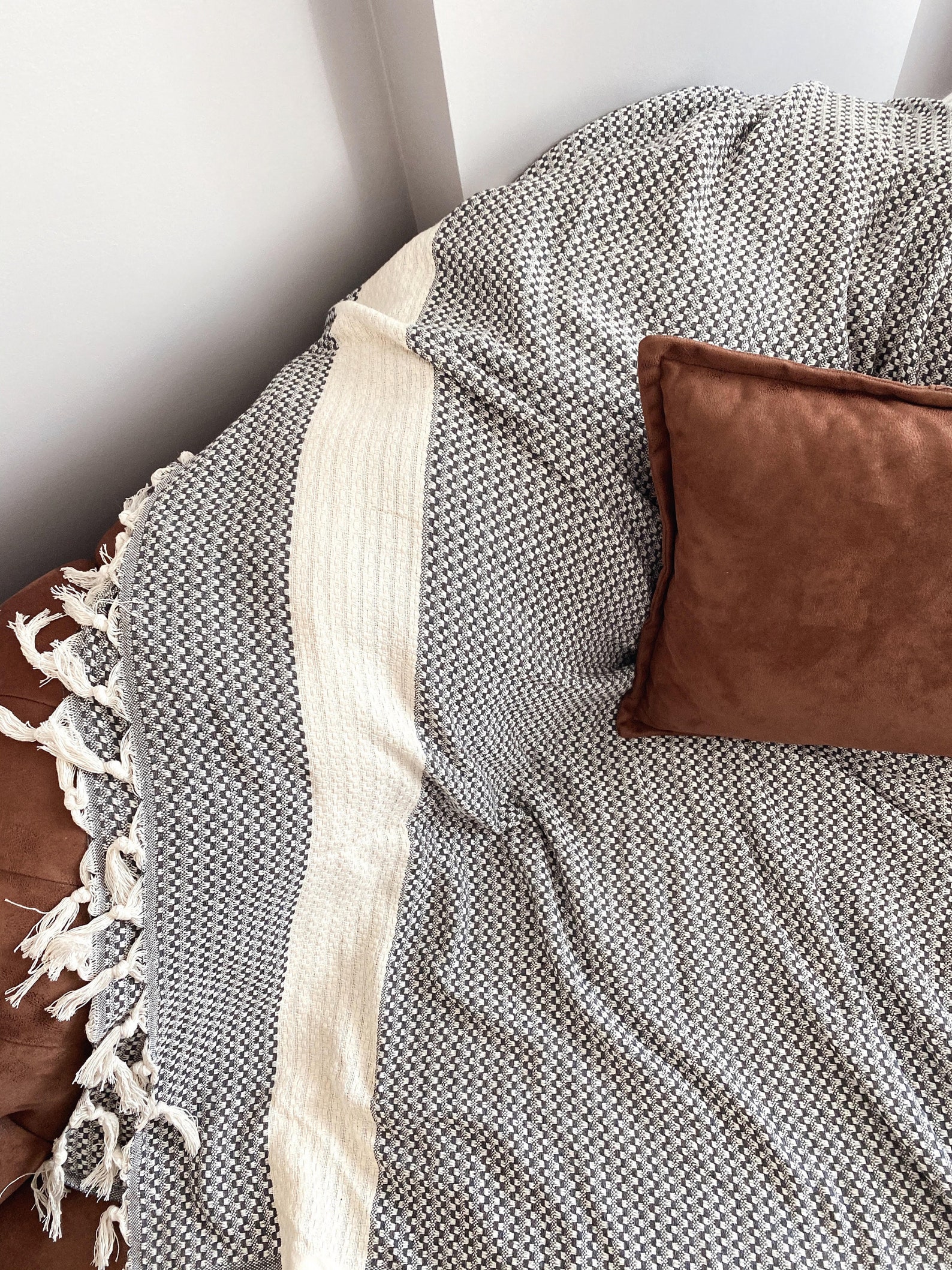 Boho Throw Blanket Nordic Knitted Blanket Sofa Chair Throw Etsy