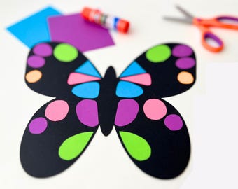 Bright butterfly craft kids summer party idea class spring craft kid symmetry activity summer school kids butterfly art summer vacation idea