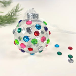 Easy DIY ornament Christmas craft for busy family holiday party activity ornament craft kids Christmas idea bright gem ornament holiday gift image 1