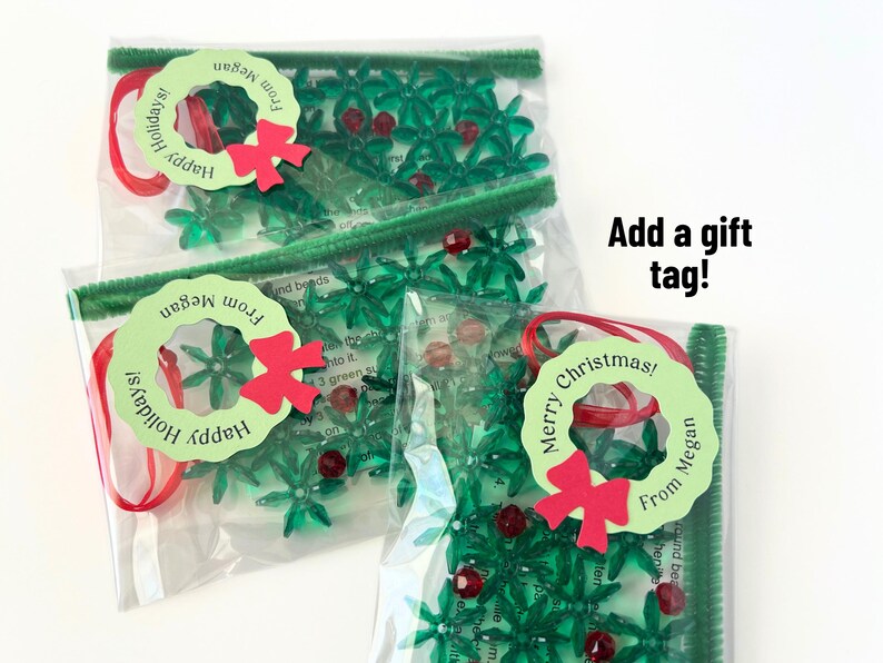 Christmas DIY ornament wreath Christmas craft kids bead wreath ornament Christmas craft kids holiday gift for teacher or stocking stuffer imagem 7