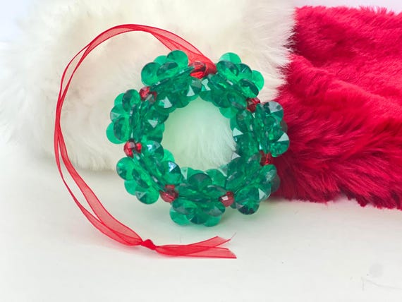 Christmas DIY ornament wreath Christmas craft kids bead wreath ornament Christmas craft kids holiday gift for teacher or stocking stuffer