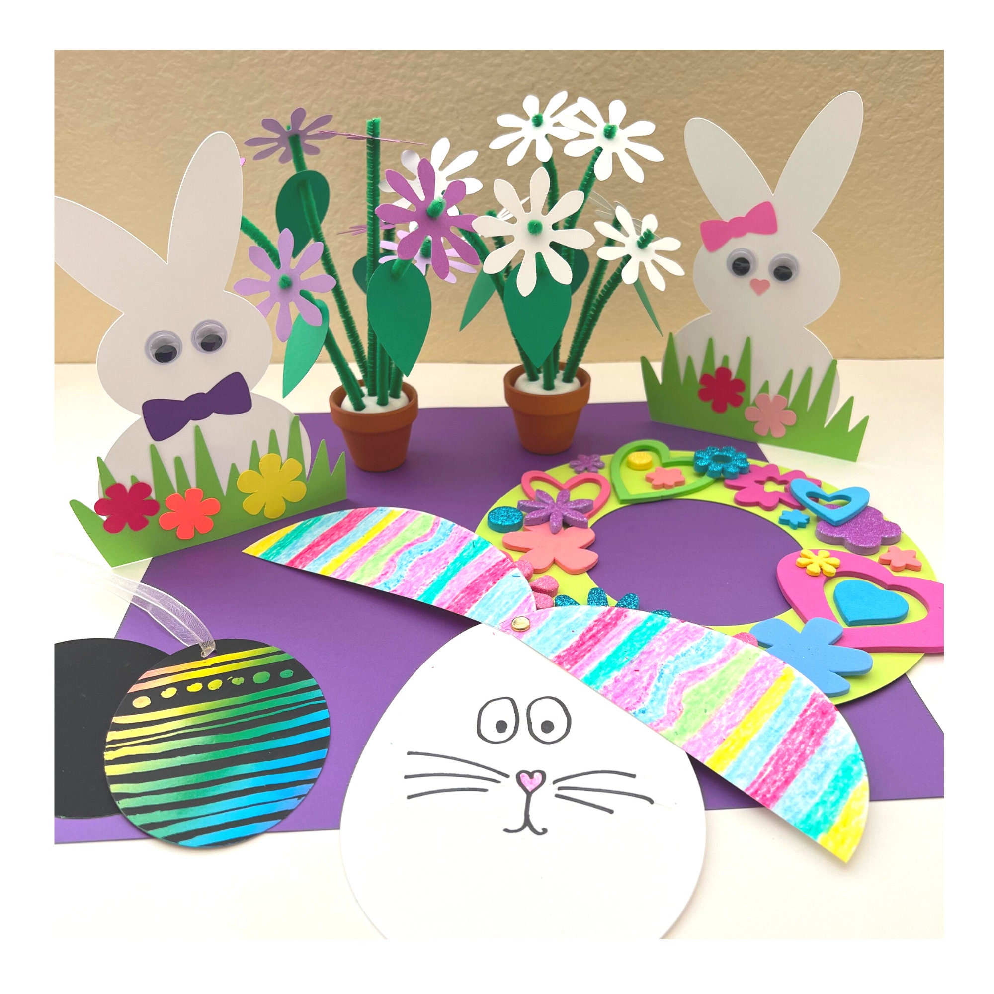 Flowers Set of 3 Paper Art Craft for Preschool, Toddler, Child Homeschool,  Daycare, Spring Bulletin Board 