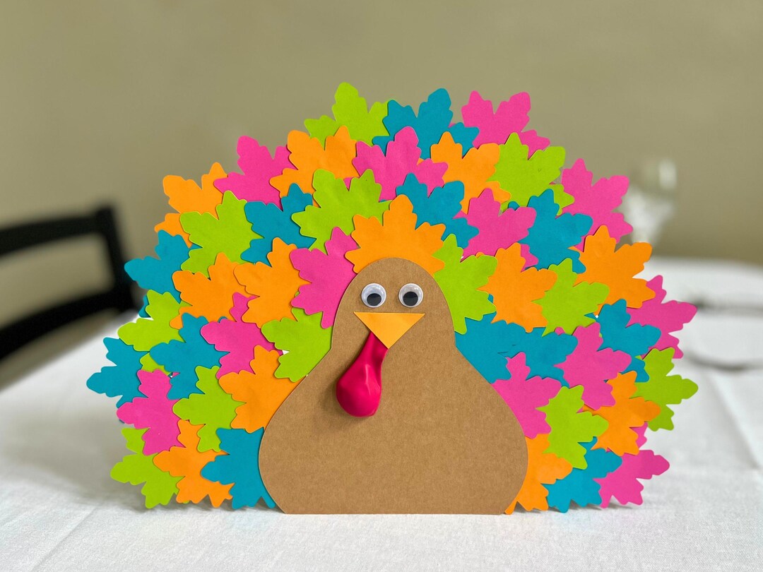 Thanksgiving Turkey Craft Kid Bright Fall DIY Decor Thanksgiving Idea ...