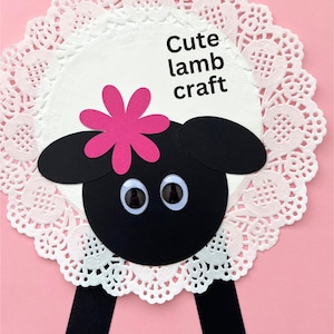 Easter craft kids spring baby animal craft party favor baby shower DIY decor spring Sunday school lamb craft preschool shape activity spring