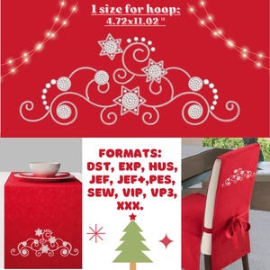 Camino de mesa navideño - Diseño de bordado a máquina navideño Patrón texturizado Archivo Descarga instantánea