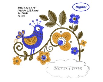 Ukrainian Bird Machine Embroidery Design, Home Decor (Digital Download)