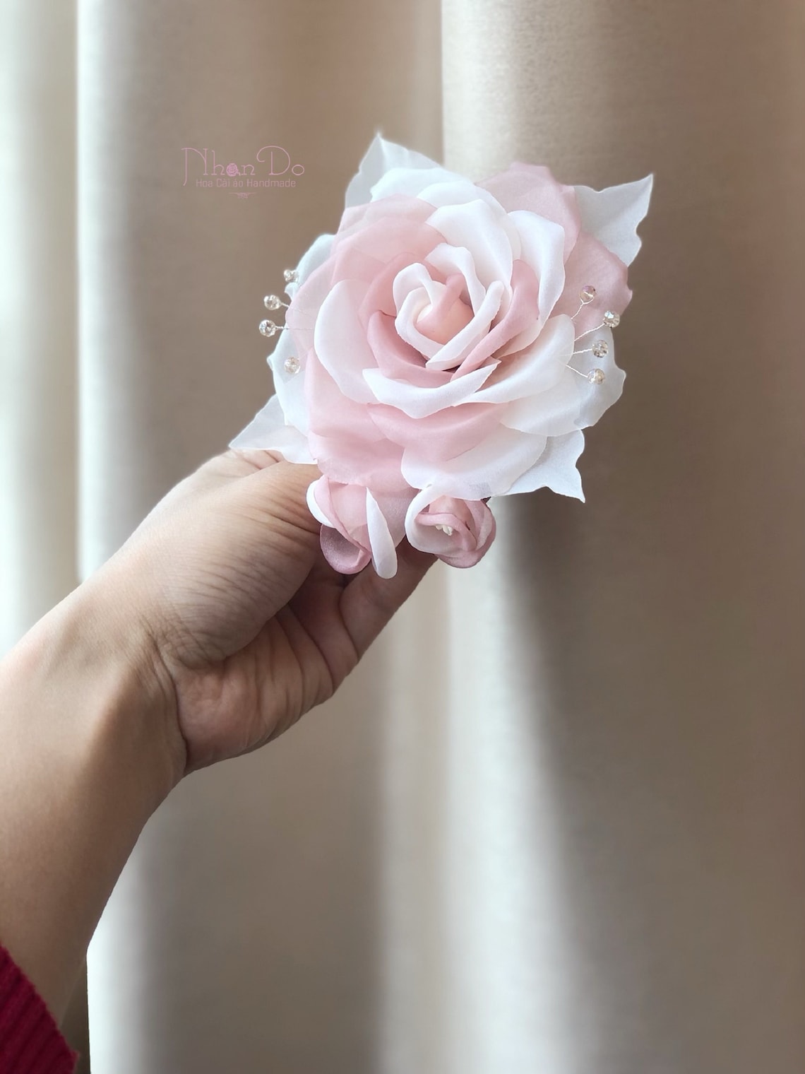 PINK FLOWER BROOCH Pearl Brooch Beaded Pearl Wool Brooch Etsy