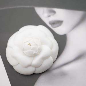 7cm WHITE Handmade Fabric Camellia Flower Pin Brooch For Women And Men, Handmade Gift Ideas, Anniversary Gift