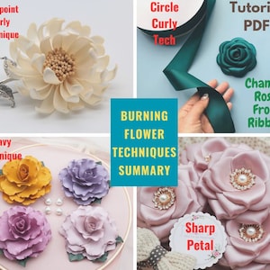布、リボンから燃える花を作るための 4 つの主なテクニック、DIY チュートリアル フラワー メイキング、フラワーメイキング ツールなし、PDF 電子書籍