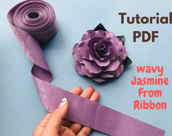 Tutorial JASMINE BROCADE ribbon FLOWER making, Without flowermaking tools, pdf e book, Fabric Ribbon Floral Diy How to make