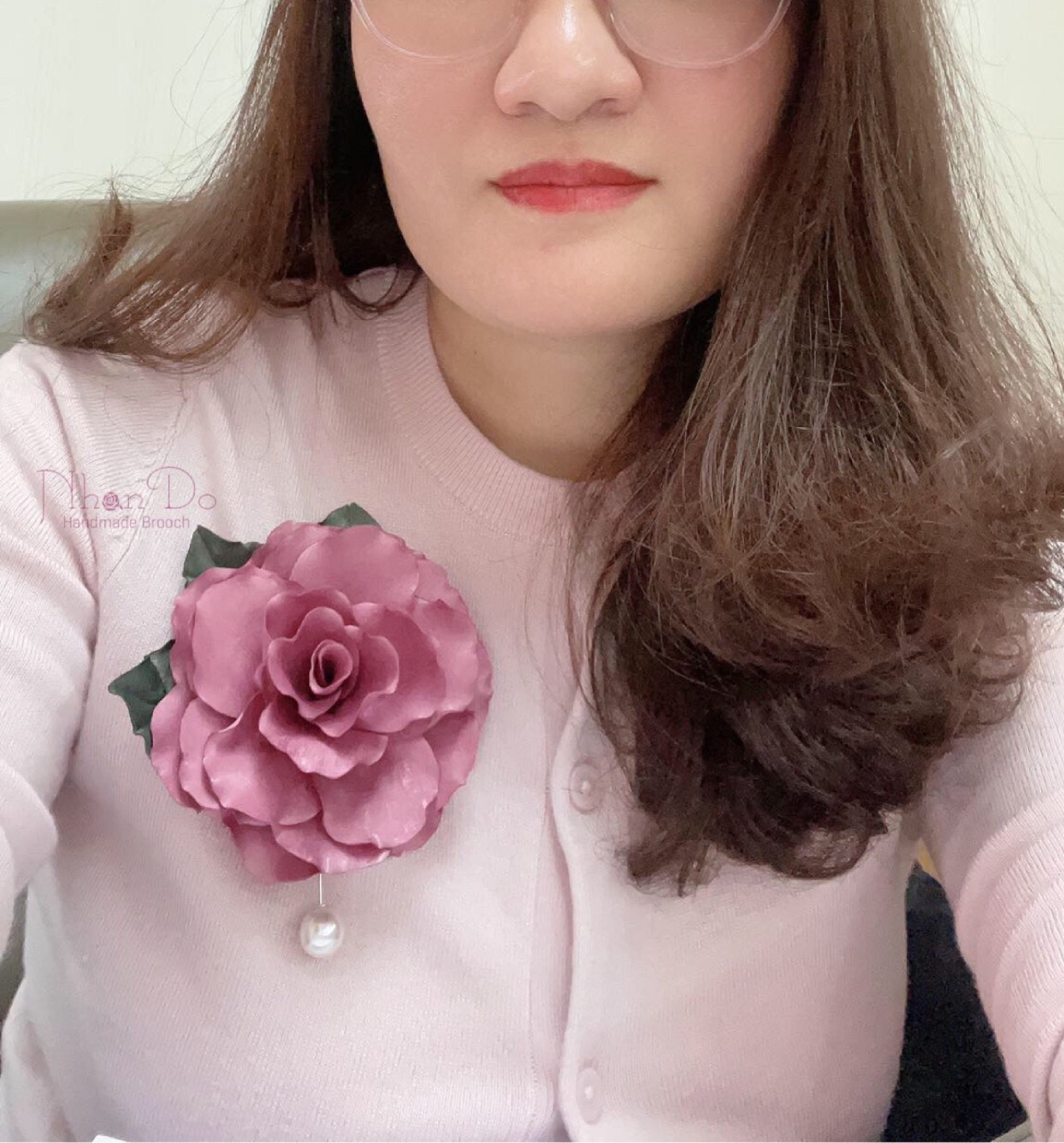 PINK FLOWER PIN Flower Jacket Pin Beaded Wool Brocade Etsy UK