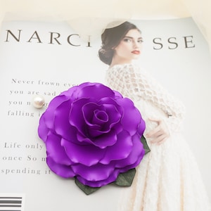 PURPLE SILK ROSE Brooch Pin, Fabric Flower Pin Brooch, Hair Accessory, Fabric Rose Brooch Pin, Best Friend Gift, Anniversary Gift For Her