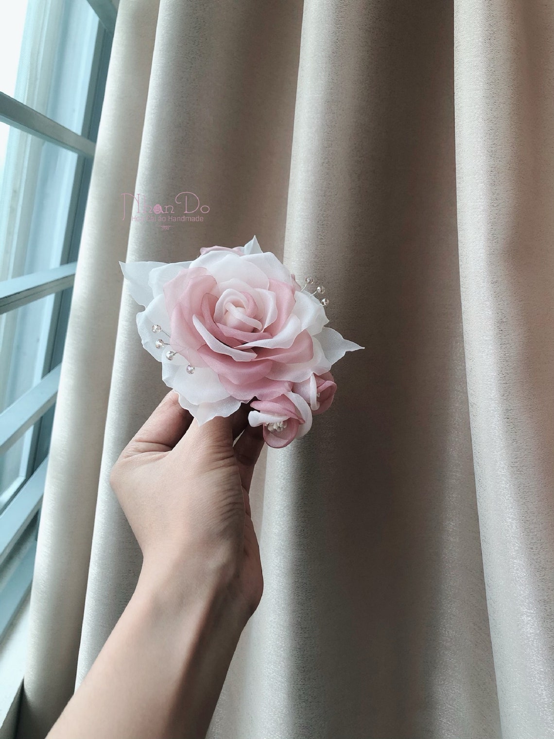 PINK FLOWER BROOCH Pearl Brooch Beaded Pearl Wool Brooch Etsy