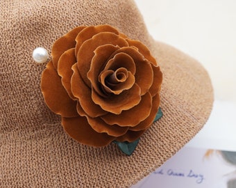 Dark Red Velvet Rose Hair Flower Clip And Optional Brooch Pin