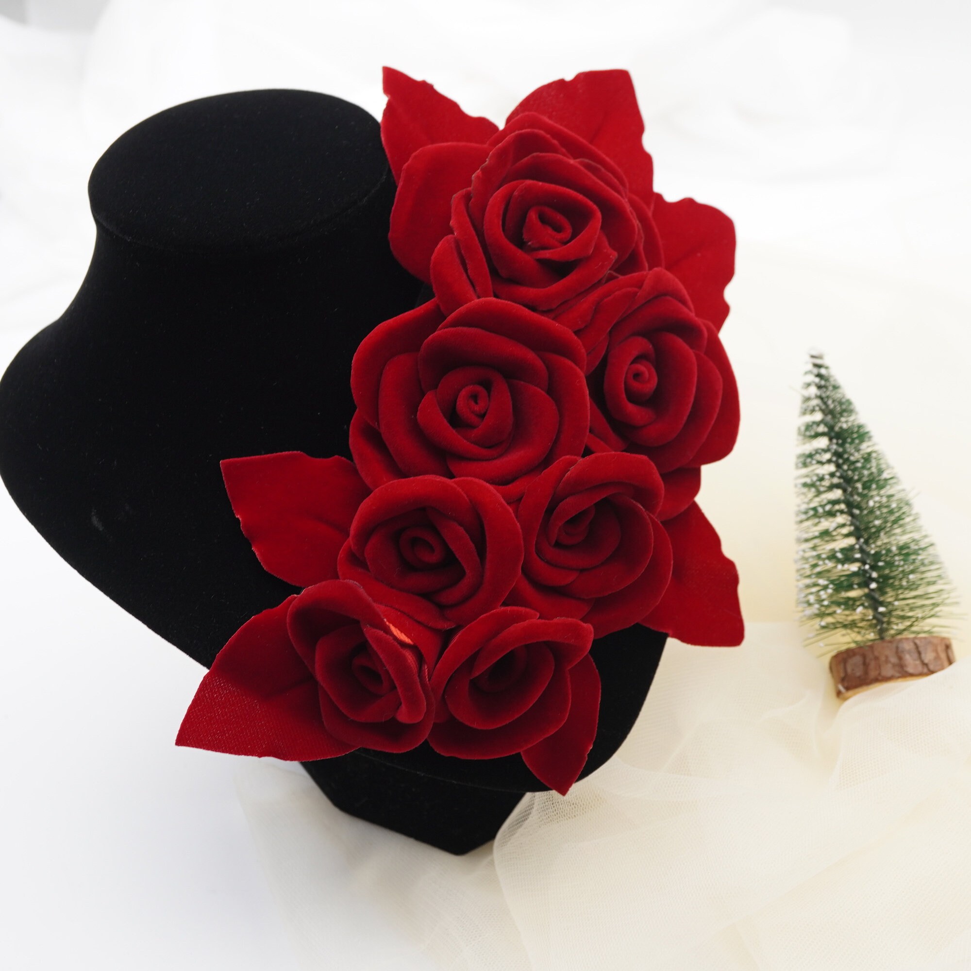 Red Roses Handmade Design Plum Red Velvet Rose Flowers - Handmade Fabric Appliques (set of 7) - Etsy