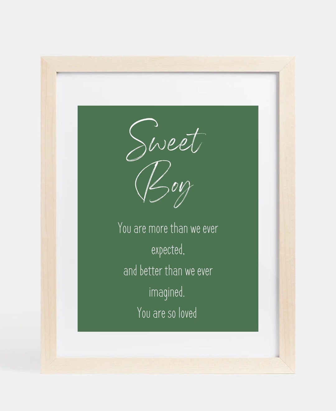 Sweet Boy Nursery Sign Print DIGITAL FILE Olive Green Etsy