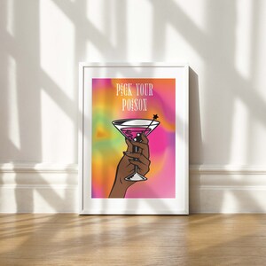 Groovy Bar Cart Signage / Retro Bar Cart Stampa / Download digitale