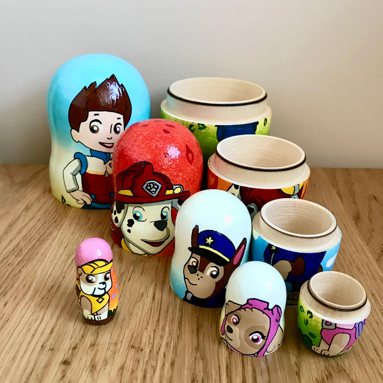 Matryoshka Paw Patrol Nesting Doll 5pcs 65 Hand Painted Etsy