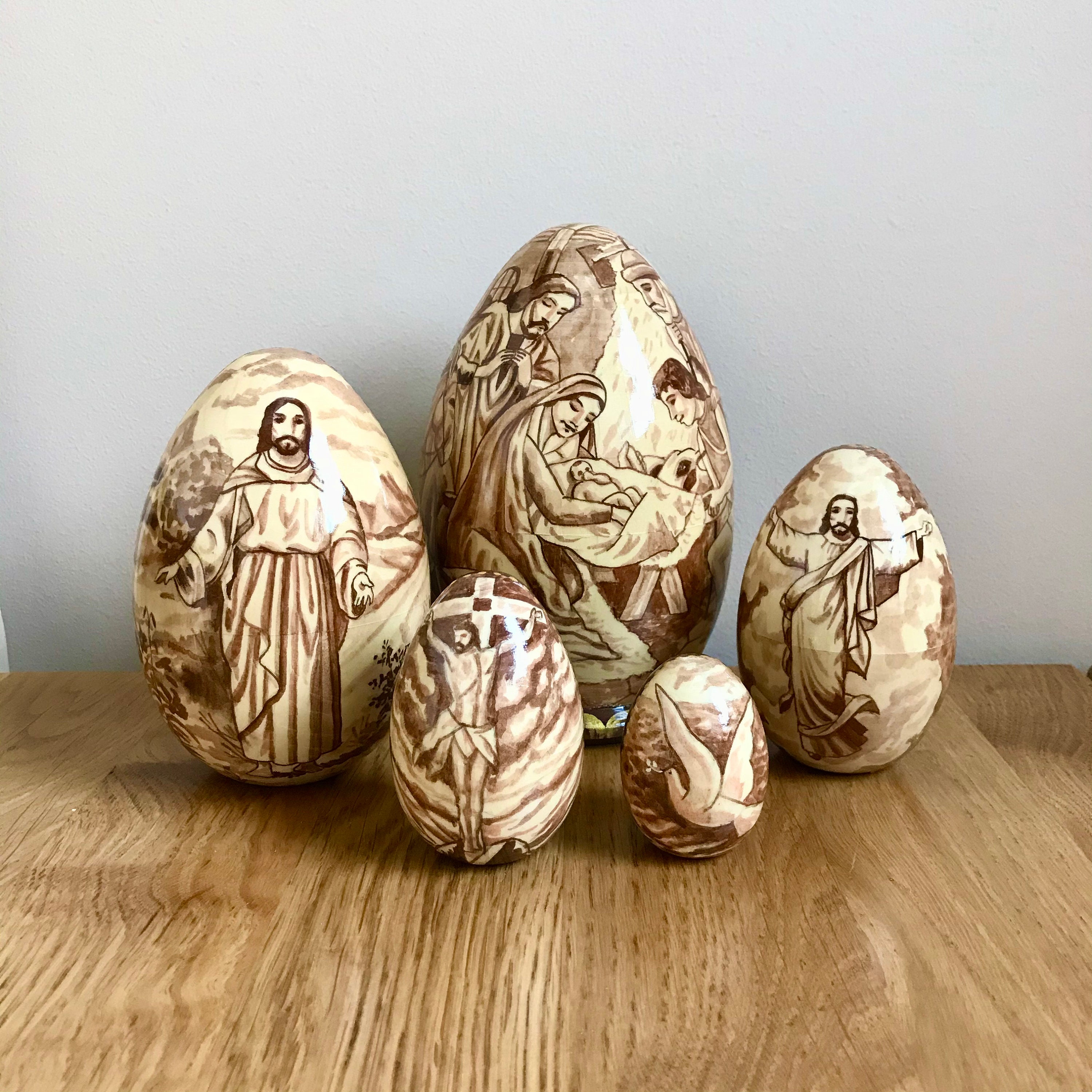 Christmas Nesting Doll Eggs 5 pcs 56 Christmas Wooden Etsy