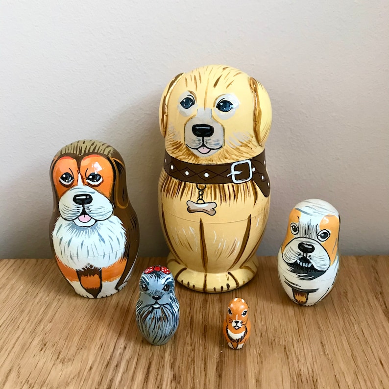 Cute Dogs Nesting Doll 5pcs 45for Kids Matryoshka Babushka Etsy