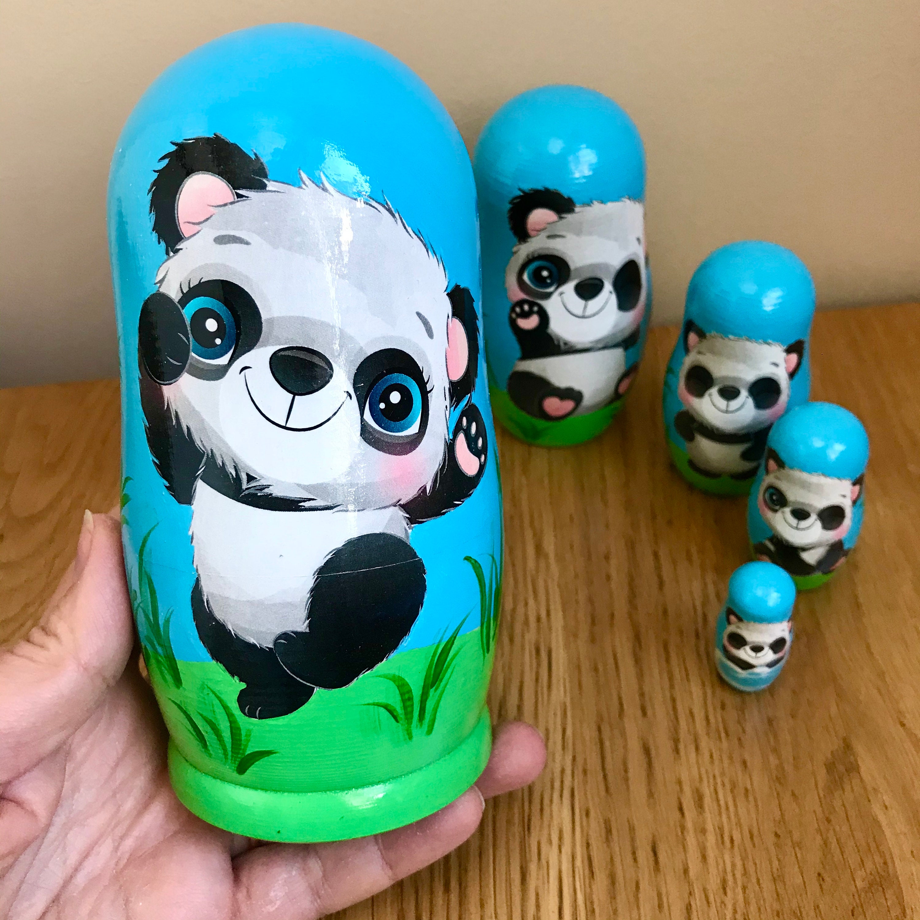 Matryoshka Funny Panda 5 pcs 6 Russian Nesting Doll Babushka Etsy