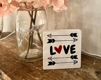 Love sign Valentine’s Day decor pink sign tiered tray Valentines day gift mini valentine sign valentine day block wood block sign small sign