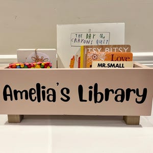 Personalized Children's library box, baby book box, book storage, nursery storage, baby girl gift, baby boy gift, bookcase, baby shower gift