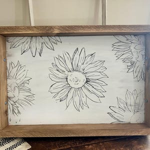 Sunflower lover gifted, sunflower tray, valet tray catchall, valet tray wood, carrying tray, coffee table tray, gift-for-sunflower lover image 2