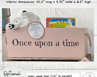 Baby Library, Large Wooden Box, Once upon a time, baby book box, nursery storage, baby girl gift, baby boy gift, baby shower gift