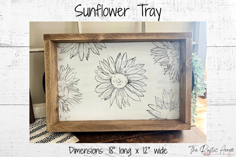 Sunflower lover gifted, sunflower tray, valet tray catchall, valet tray wood, carrying tray, coffee table tray, gift-for-sunflower lover image 1