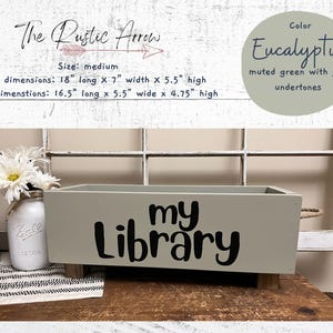 Children's library box, baby book box, book storage, nursery storage, baby girl gift, baby boy gift, bookcase, baby shower gift, kids books Eucalyptus