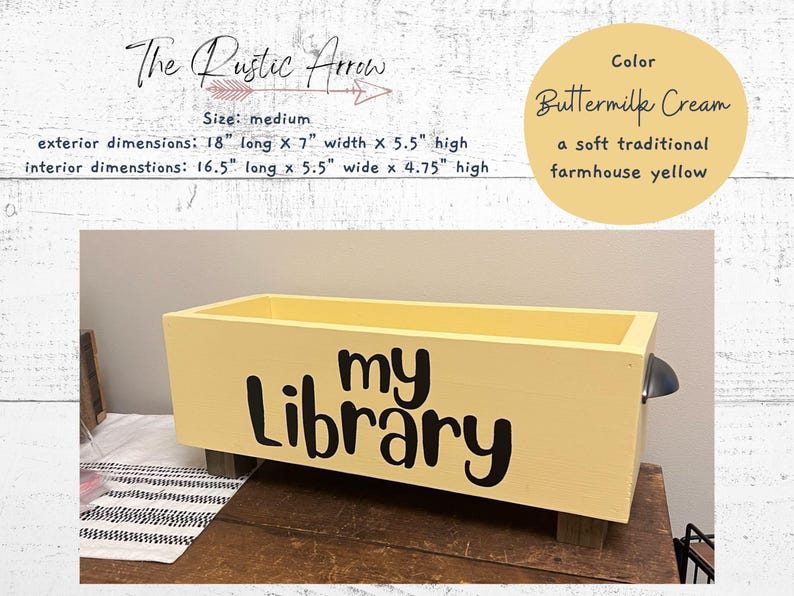 Children's library box, baby book box, book storage, nursery storage, baby girl gift, baby boy gift, bookcase, baby shower gift, kids books Buttermilk Cream