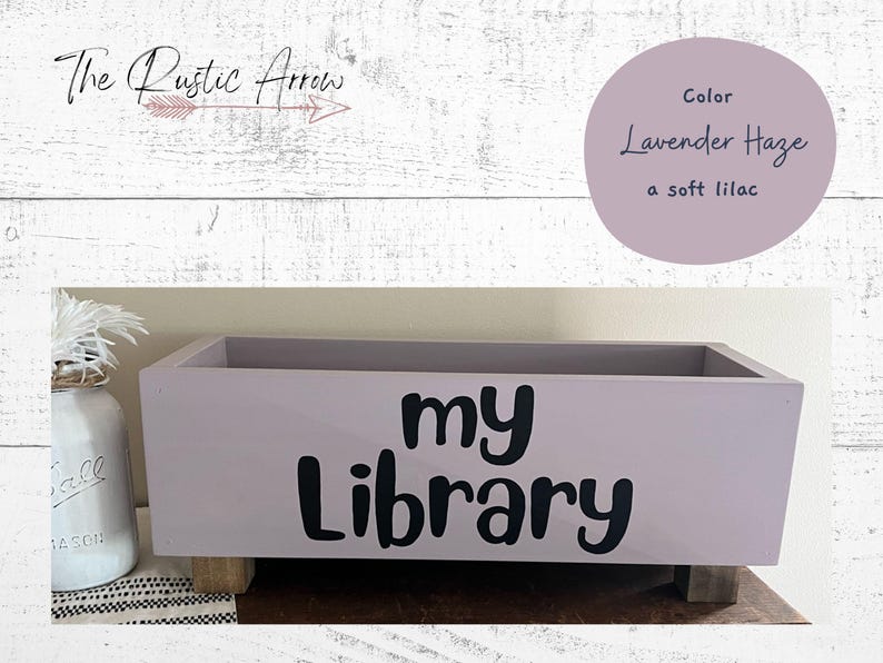 Children's library box, baby book box, book storage, nursery storage, baby girl gift, baby boy gift, bookcase, baby shower gift, kids books Lavender Haze