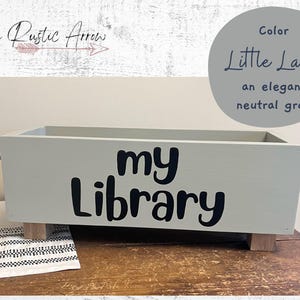Children's library box, baby book box, book storage, nursery storage, baby girl gift, baby boy gift, bookcase, baby shower gift, kids books Little Lamb (gray)