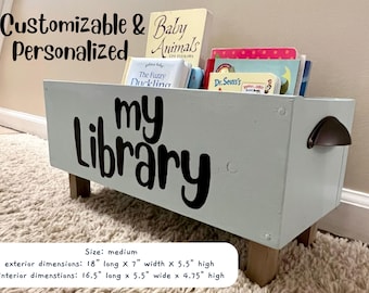 Children's library box, baby book box, book storage, nursery storage, baby girl gift, baby boy gift, bookcase, baby shower gift, kids books