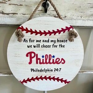 Philadelphia Phillies, In this house Phillies decor, Baseball Gift, Phillies baseball Gift, Phillies door hanger, Gift for Phillies fan