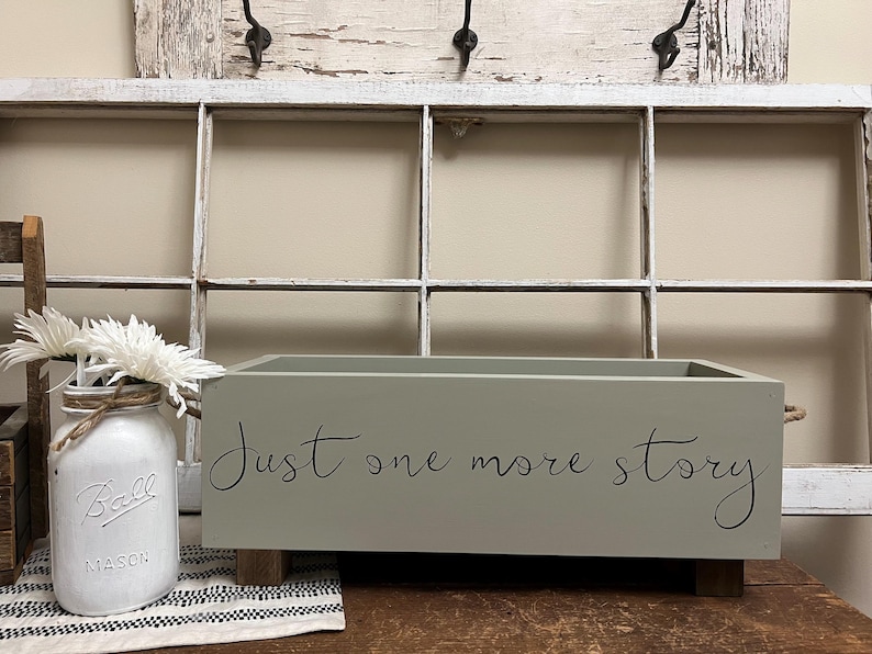 Just one more story, child bookcase, baby book box, book storage, nursery storage, baby girl gift, baby boy gift, baby shower gift image 1