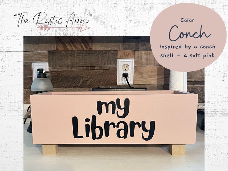 Children's library box, baby book box, book storage, nursery storage, baby girl gift, baby boy gift, bookcase, baby shower gift, kids books Conch