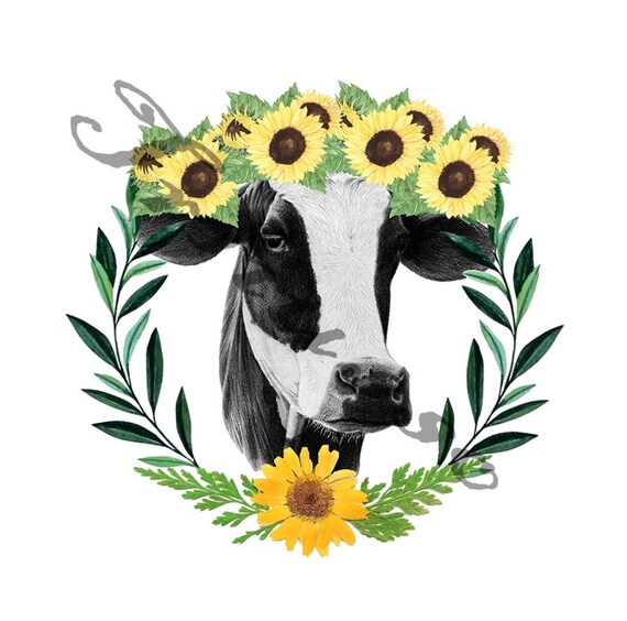 Sunflower PNG Cow PNG Cow and Sunflowers Cow and Sunflowers Etsy