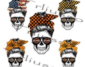 Motorcycle Biker Mom Skull 5 FILE Png,4th Of July,Mom Skull File For Shirt,Mug,Biker Life,Mom Bun,Sugar Skull,Hashtag-VB58