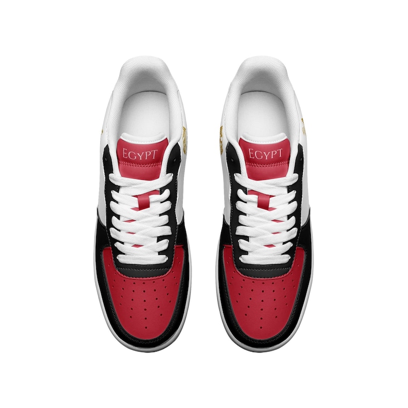 Custom Egypt Flag Sneakers - Vegan Leather National Flag Shoes image 3