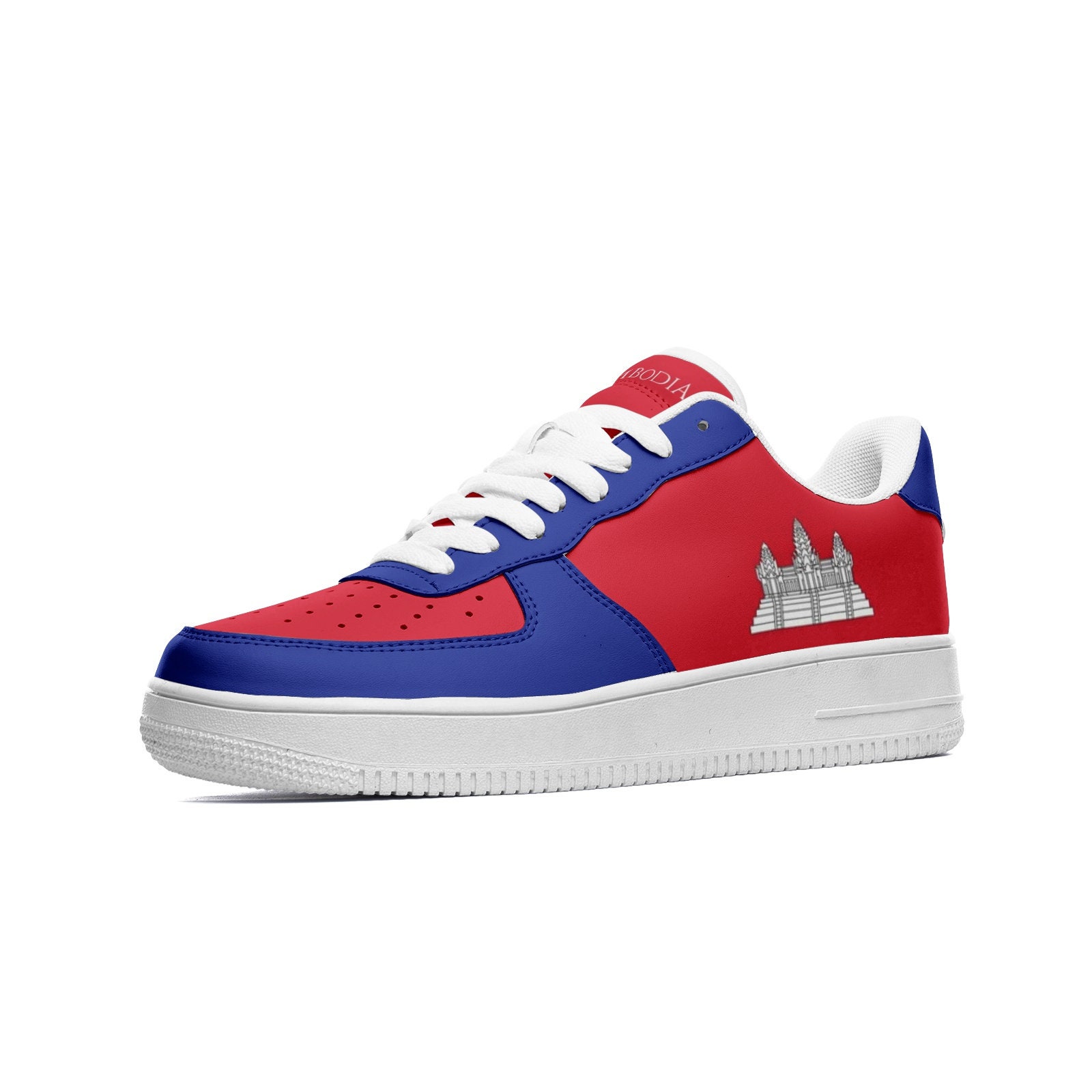 Cambodia Shoes for Men & Women Custom Leather Cambodian Flag Sneakers