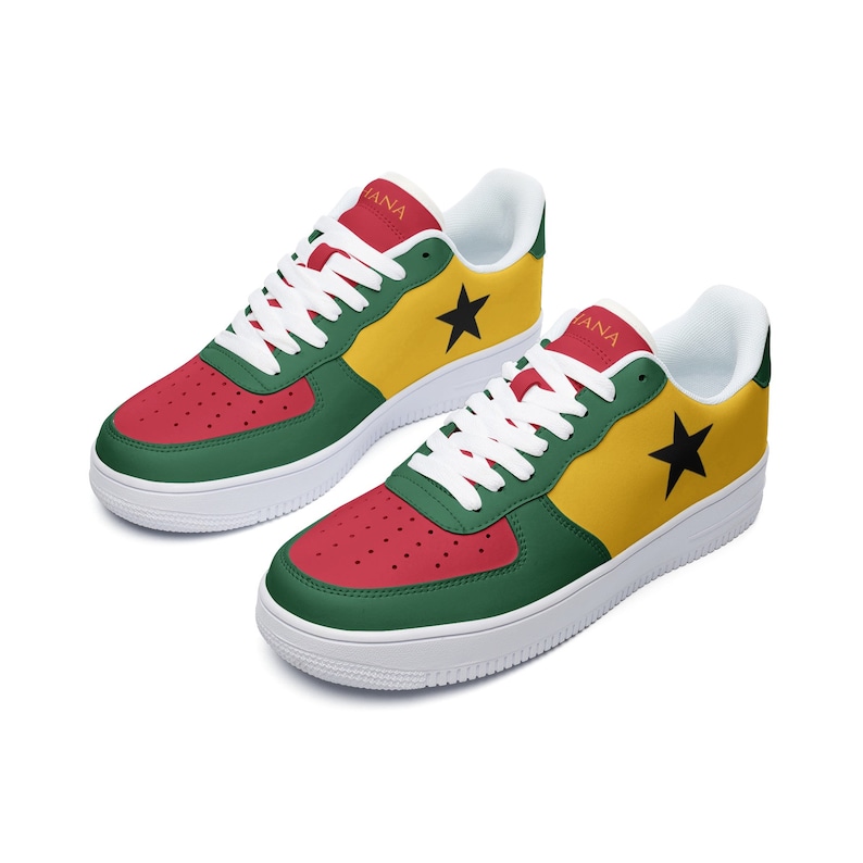 Ghana Flag Sneakers: Red, Gold, Green Africa Shoes image 3